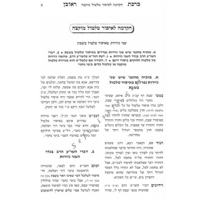 Birchas Reuven - Masechet Shabbos