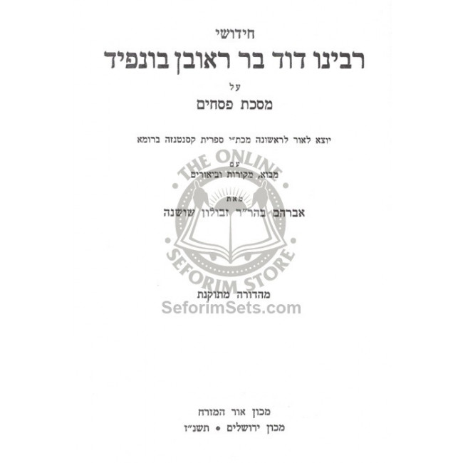 Chidushei Rabeinu David - Pesachim   /   חידושי רבינו דוד - פסחים