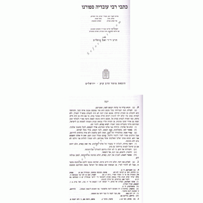 Kisvei R Ovadya Sforno       /     כתבי ר עובדיה ספורנו