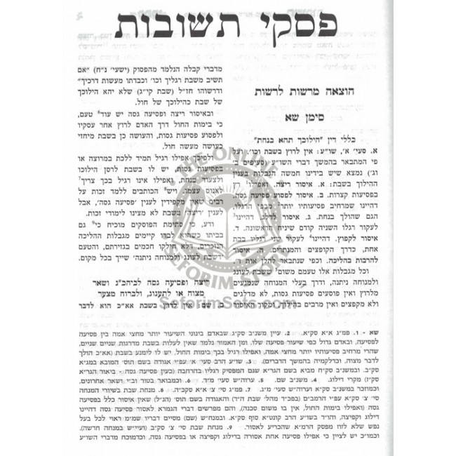 Piskei Teshuvos - Shabbos Volume 2      /      פסקי תשובות שבת חלק ב