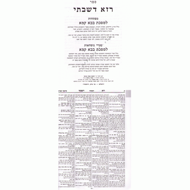 Raza D'Shabsi - Bava Kama     /     רזא דשבתי בבא קמא