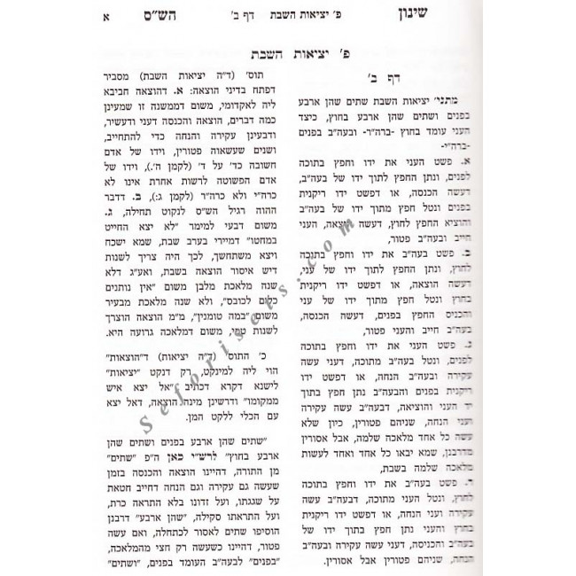 Shinun Hashas - Masechet Shabbos