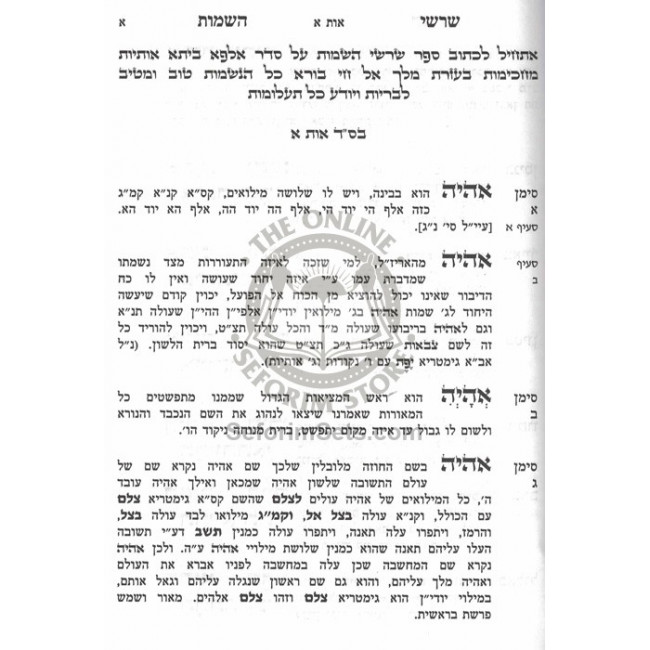 Shroshei Hasheimos Al Shemos Hakodesh / שרשי השמות על שמות הקודש Shroshei Hasheimos Al Shemos Hakodesh / שרשי השמות על שמות הקודש