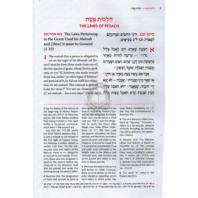 Shulchan Aruch Harav With English Translation Volume 8 Siman 453 - 494 