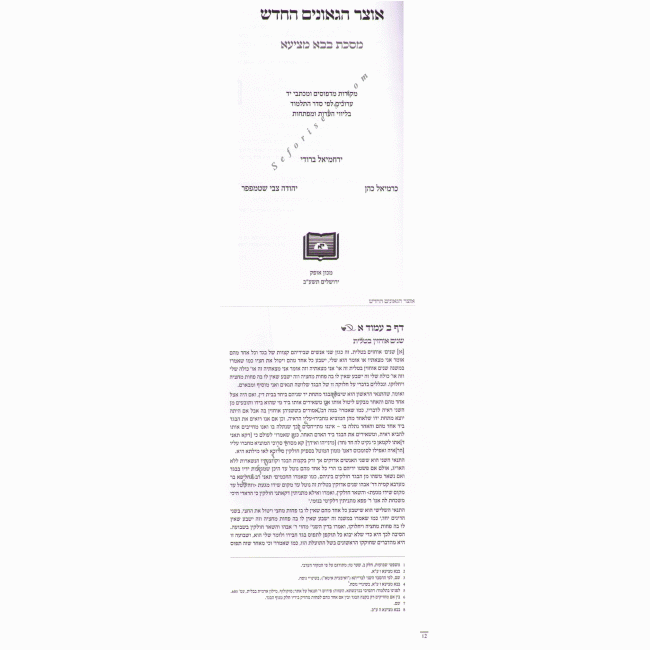 Otzer HaGeonim Hachadash Bava Metzia   /   אוצר הגאונים בבא מציעא
