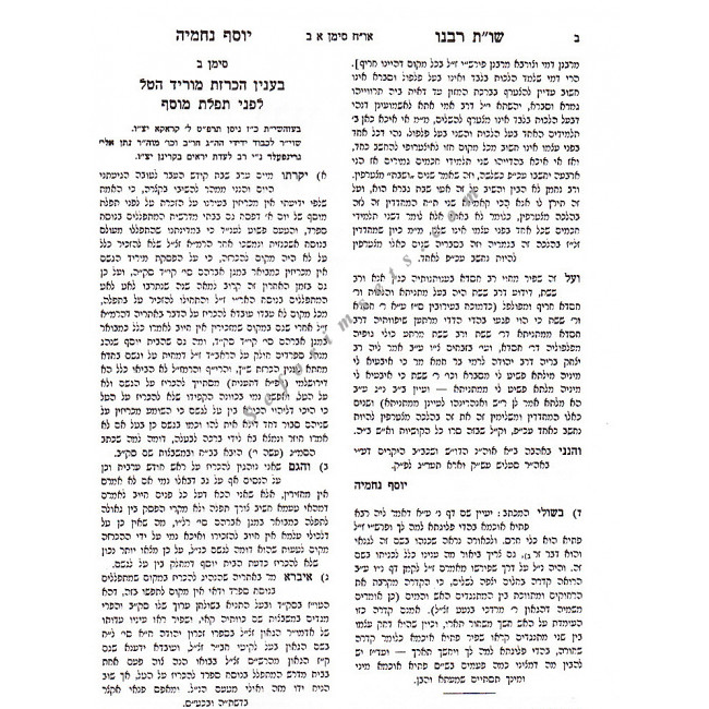 Shut ViChidushei Rabbeinu Yosef Nechmiyah        /  שו"ת וחידושי רבינו יוסף נחמי-ה