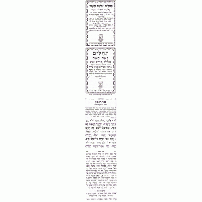 Tehillim Bshem Hashem Large  /  תהלים בשם השם גדול